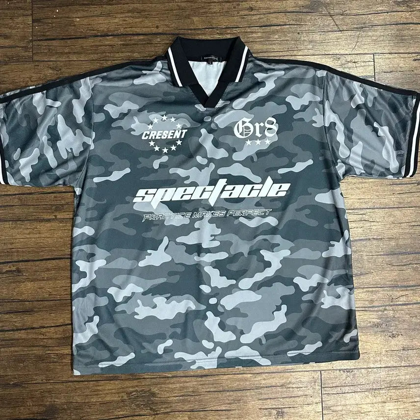 [BUNJANG] Dark Camouflage V-Neck Football Jersey / SUGGESTION 카모플라쥬 블록코어 풋볼 셔츠 L~XL 추천