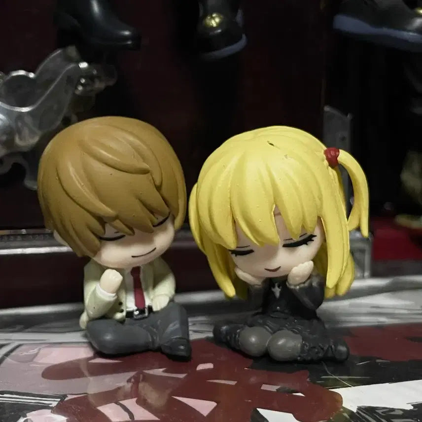 [BUNJANG] Death Note Light Yagami & Misa Amane Mini Chibi Figures Set / 데스노트 라이토 미사 미니 피규어 치비 고전미소녀 방꾸 월미사 가챠