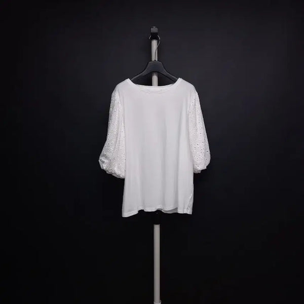 [BUNJANG] HM Relaxed Fit Balloon Sleeve Cotton T-Shirt White / HM 춘하 루즈박시핏 벌룬 면 티셔츠 66.77