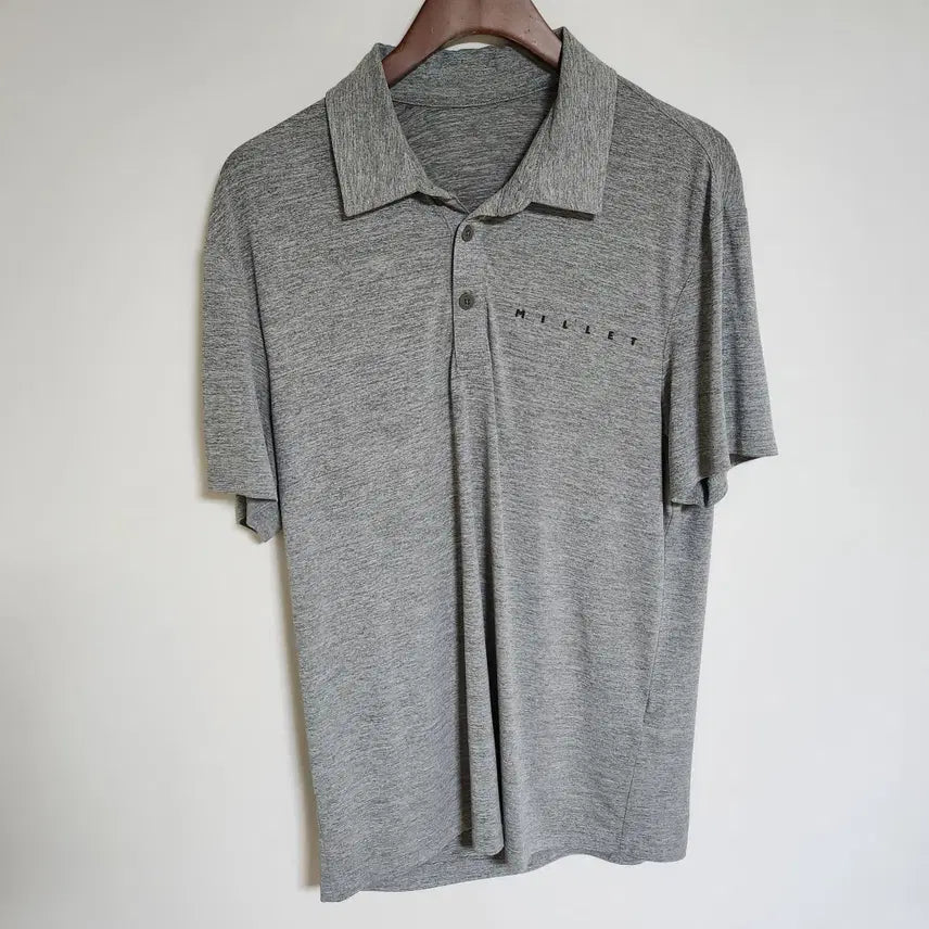 [BUNJANG] Millet Gray Men's Short Sleeve Polo Logo PK T-Shirt H6 / 밀레 그레이 남성 반팔 카라티 로고 남자 PK 티셔츠 H6