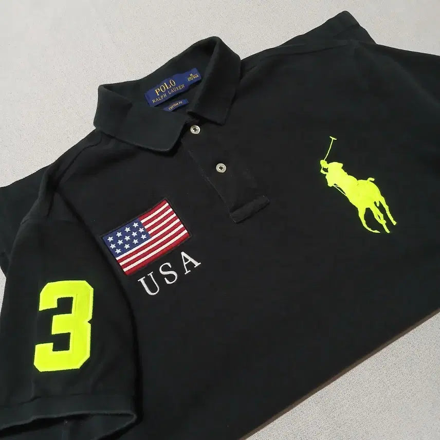 [BUNJANG] Polo Ralph Lauren USA Flag Short Sleeve Polo Shirt / POLO 폴로 치프키프 미국 카라티 USA 랄프로렌 반팔