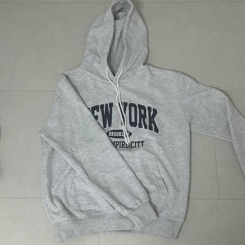 [BUNJANG] Melange Grey Hooded Sweatshirt / 뉴욕 후드티