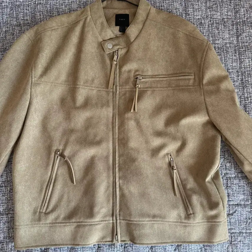 [BUNJANG] Suede Cropped Biker Jacket - Beige / 크롭 스웨이드 바이커 자켓_BEIGE(새상품)