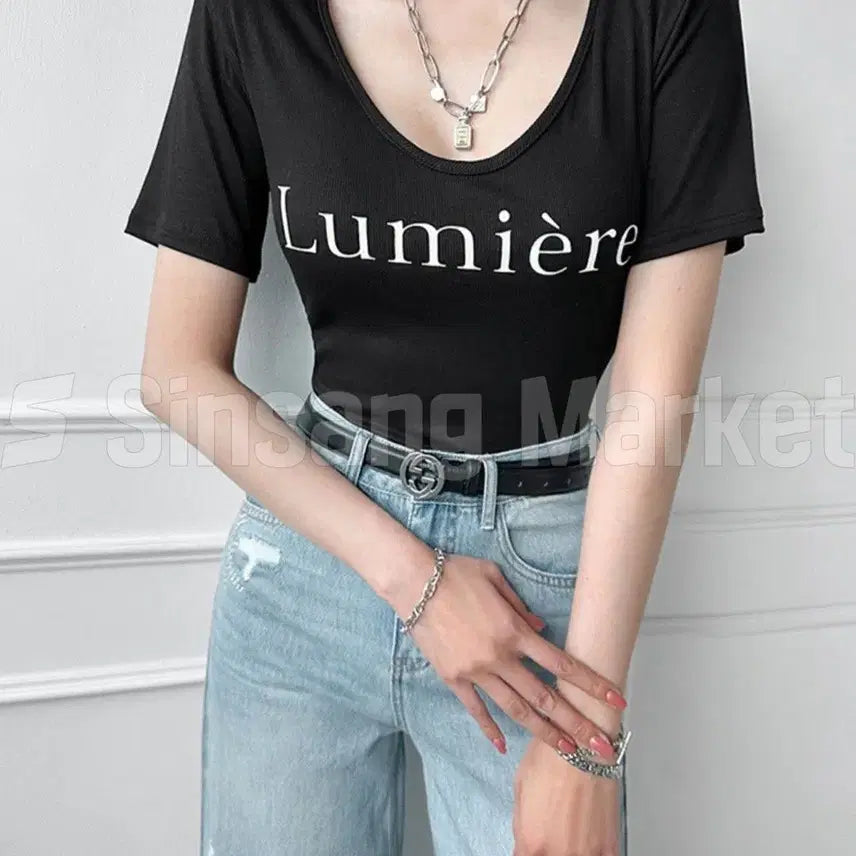 [BUNJANG] Glam Tee Mini V-Neck Pad Sexy Top / [빠른발송] 글램티 미니 브이넥 패드 섹시 패드로그자체제작