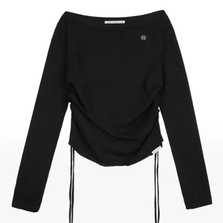 [BUNJANG] Rossirocsi Classic Symbol String Knit Long Sleeve Black / 로씨로씨 클래식 심볼 스트링 니트 롱 슬리브 블랙