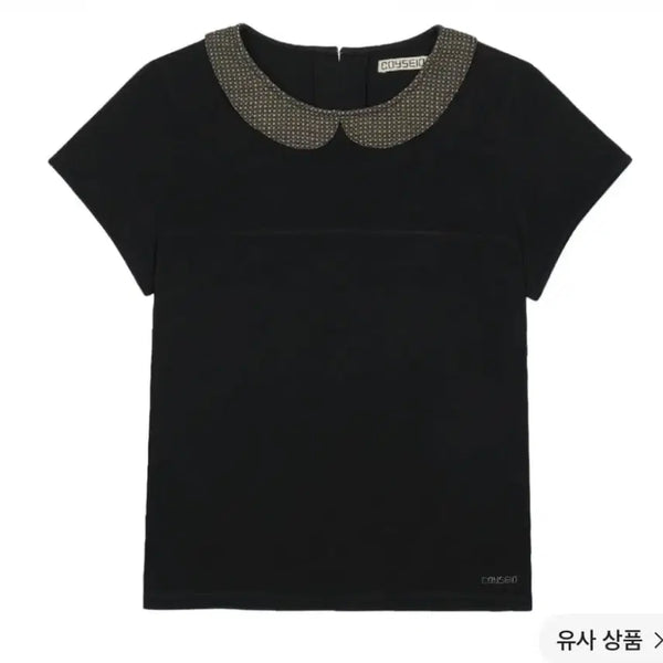 [BUNJANG] KOSEIO Round Collar Half Blouse Black / 코이세이오 라운드 콜라 하프 블라우스 블랙
