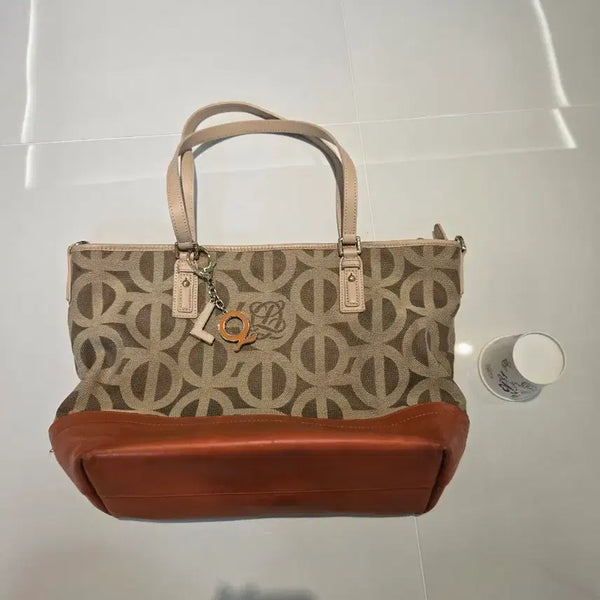[BUNJANG] Louis Quatorze Beige Pattern Tote Bag / 루이까또즈 정품 베이지 패턴 토트백