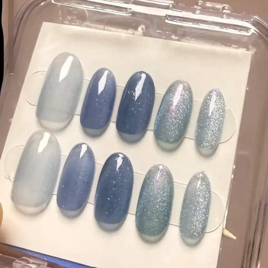 [BUNJANG] Blue Glass Nail Tips (XS Size) / 급처 새상품 블루 유리알 네일팁