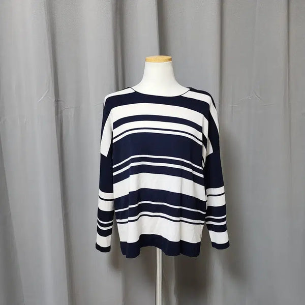 [BUNJANG] Eight Seconds Women's Striped 7-Sleeve T-Shirt (Size S) / 미사용) 에잇세컨즈 여성 스트라이프 7부 티셔츠 s