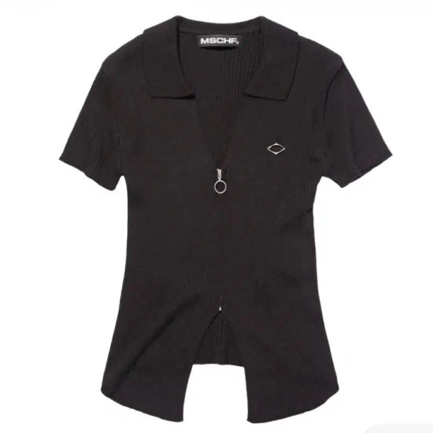 [BUNJANG] Mischief Knitted Two-Tone Short Sleeve Black / 미스치프 니티드 투톤 숏슬리브 블랙