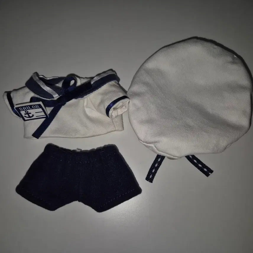 [BUNJANG] 10cm Doll Clothes Marine Look Set / 10cm 솜인형 인형 옷 마린룩 모자 남색 군청 인형옷