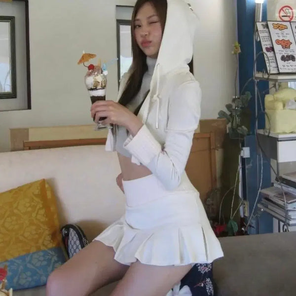 [BUNJANG] Forering Training Setup Skirt White Mini Skirt Skirt Pants / 포어링 트레이닝 셋업 스커트 화이트 미니스커트 치마 스커트팬츠 치마바지