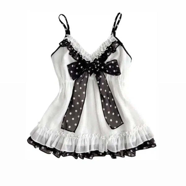 [BUNJANG] SHEIN White Chiffon Polka Dot Sleeveless Top Size S / 쉬인 화이트 쉬폰 도트 슬리브리스 s사이즈