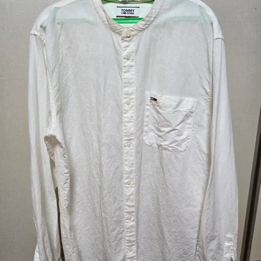[BUNJANG] Tommy Jeans Linen Henry Neck Shirt White / 타미진스 헨리넥 셔츠 화이트(린넨소재)
