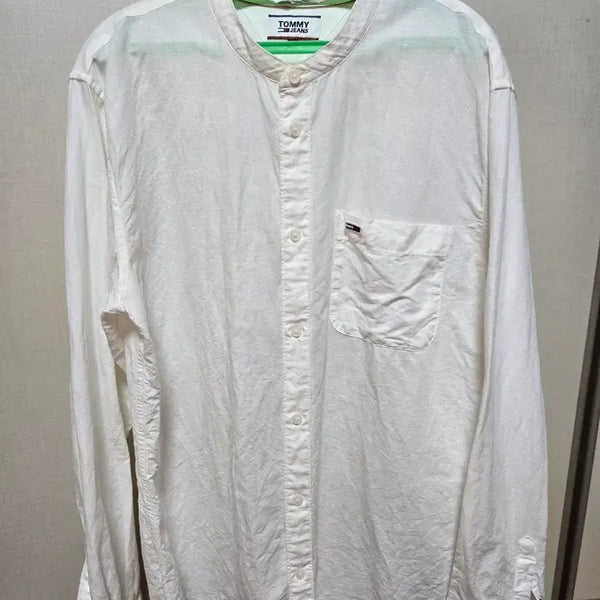 [BUNJANG] Tommy Jeans Linen Henry Neck Shirt White / 타미진스 헨리넥 셔츠 화이트(린넨소재)