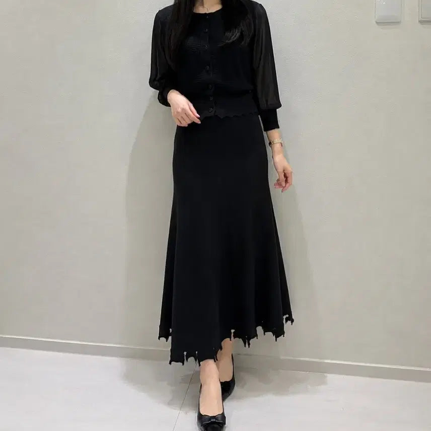[BUNJANG] Black Knit Skirt / 블랙 니트 스커트(총장 74)