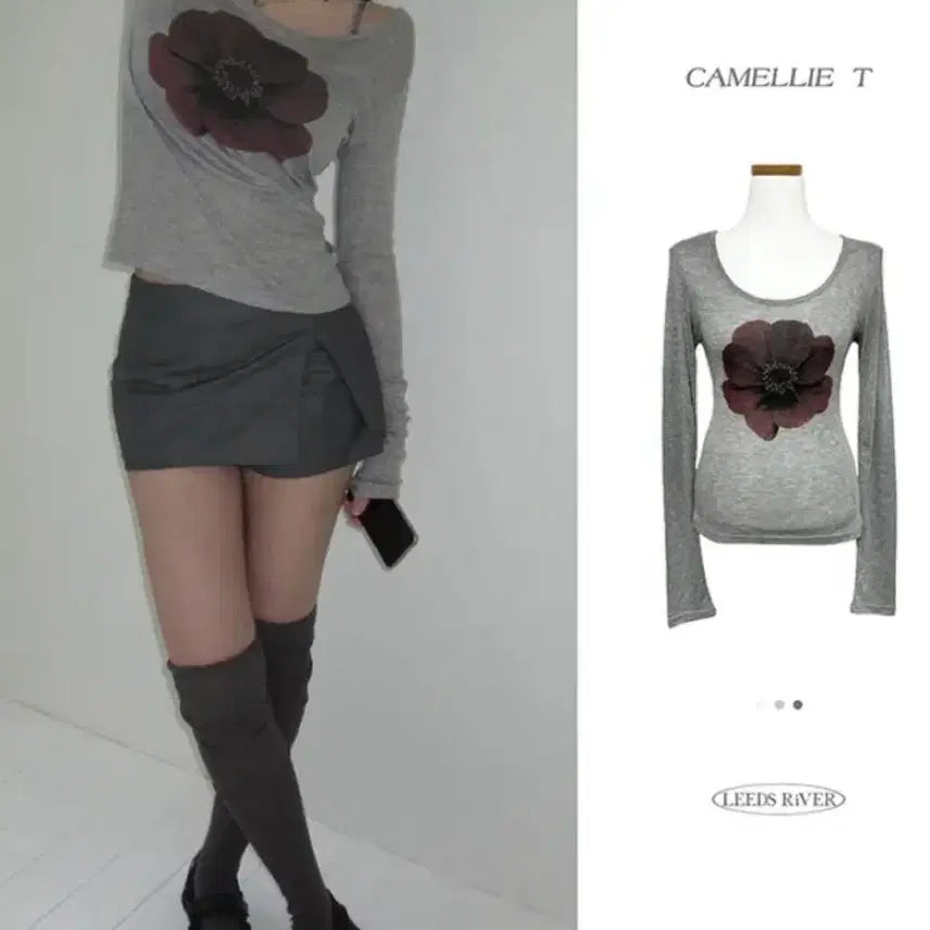 [BUNJANG] Lizlover Flower Tencel T-Shirt Gray / 리즈러버 플라워 텐셀 티셔츠 그레이(새상품)
