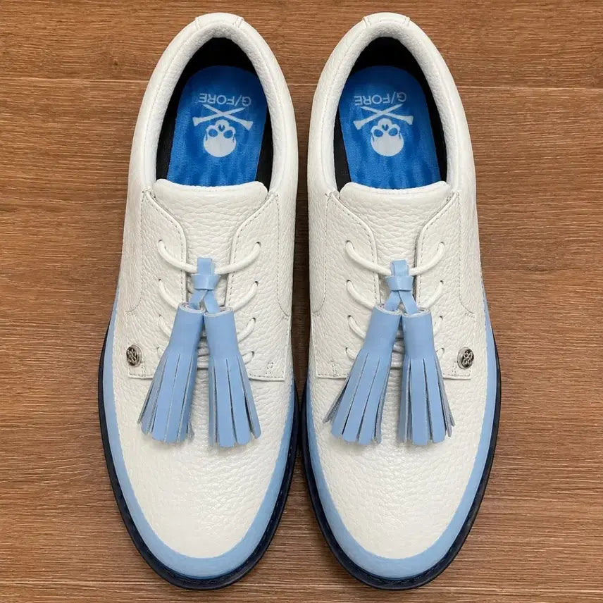 [BUNJANG] G/FORE Women's Gallivanter Tassel Tuxedo Golf Shoes White/Sky Blue / 새상품) 지포어 여성 갤리벤터 태슬 턱시도 골프화 화이트/스카이블루