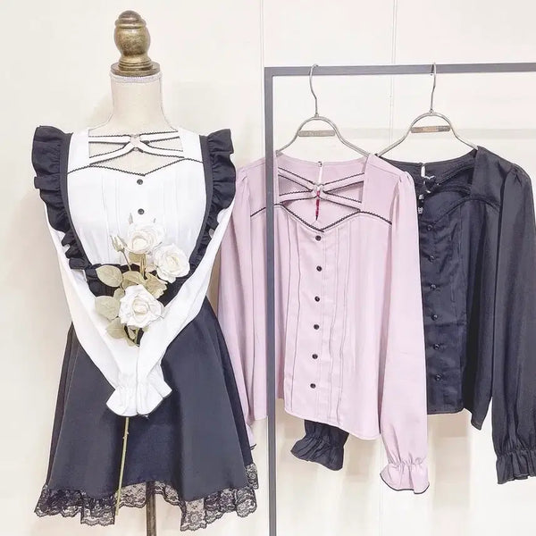 [BUNJANG] Mazo Heart Cross Pullover Blouse / 양산형 지뢰계 마즈 하트 크로스 풀오버 블라우스 판매