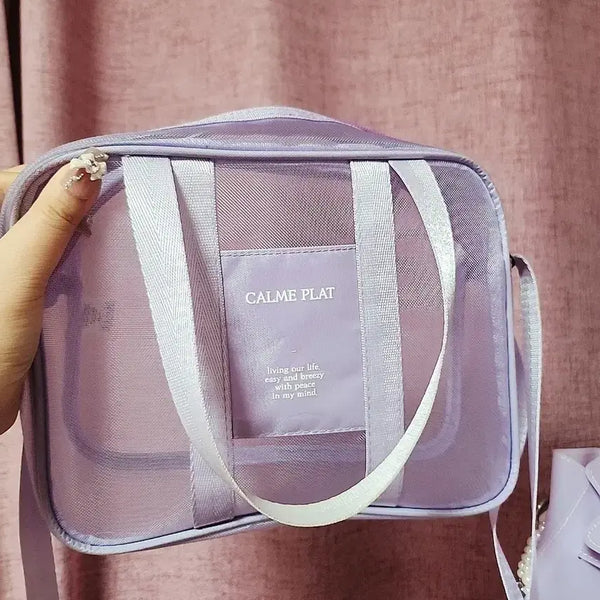 [BUNJANG] Calme Plat Transparent Mesh Pouch Lavender Beach Bag / CALME PLAT 투명 메쉬 파우치 라벤더 수영가방 물놀이 비치백 목욕가방