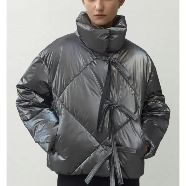 [BUNJANG] Atelier Nine JP-562 Glossy Ribbon Winter Padding / 아틀리에 나인 JP-562  리본 겨울 패딩 광택 상태 좋음