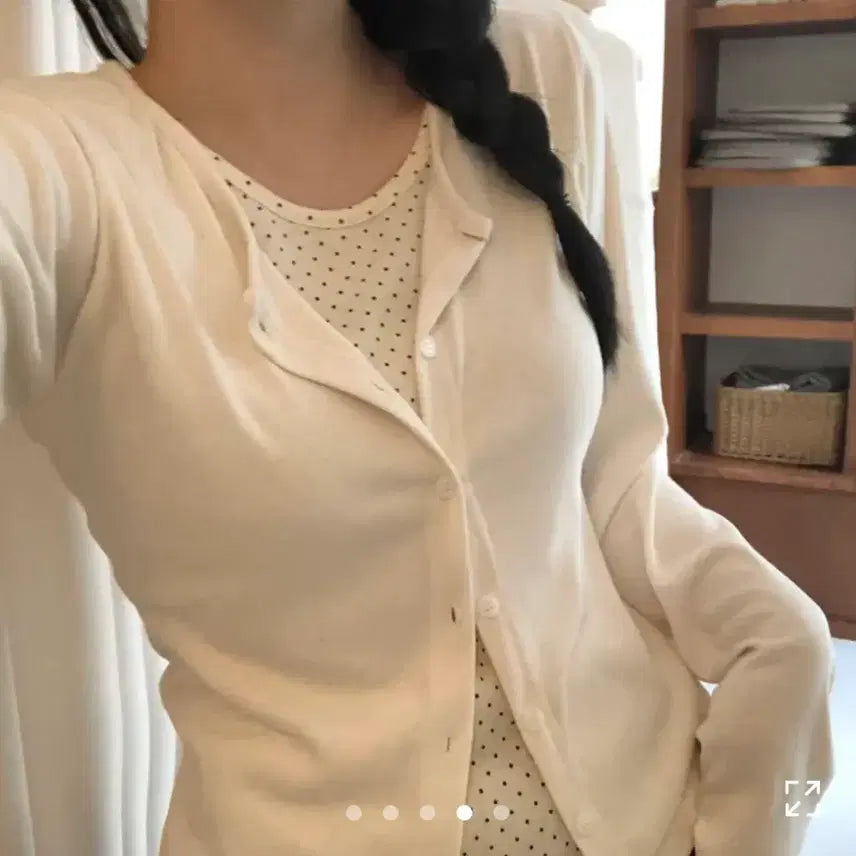 [BUNJANG] Ablley One-Piece Layered Dot Long Sleeve Cardigan / 에이블리 일체형 레이어드 도트 긴팔가디건