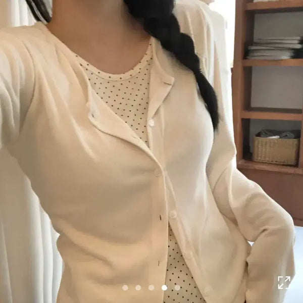 [BUNJANG] Ablley One-Piece Layered Dot Long Sleeve Cardigan / 에이블리 일체형 레이어드 도트 긴팔가디건