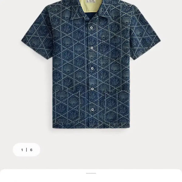 [BUNJANG] RRL Indigo Shell Print Linen Cotton Shirt / 더블알엘 인디고 셸 프린트 리넨 코튼 셔츠