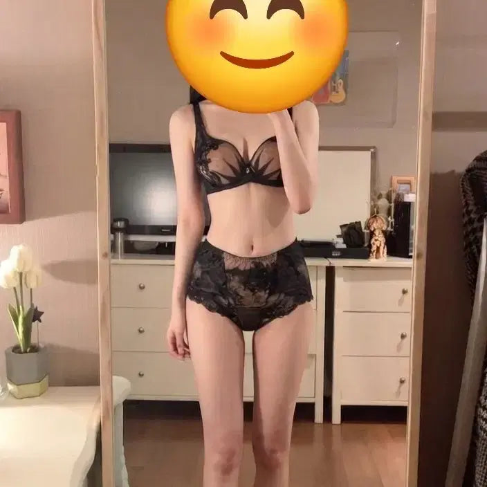 [BUNJANG] Black Lace Lingerie Set / 블랙 레이스 속옷 세트