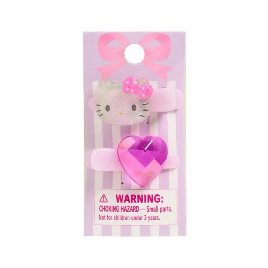 [BUNJANG] Hello Kitty Sparkling Mini Heart Hair Clip / 헬로키티 반짝반짝 미니 하트 집게 헤어핀