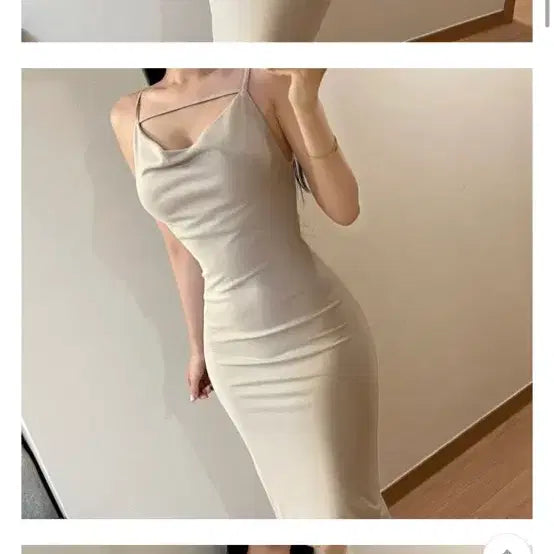 [BUNJANG] Ablley Ribbed Spaghetti Strap Long Slip Dress / 에이블리 여리여리 쫀쫀 끈나시 슬립 롱원피스