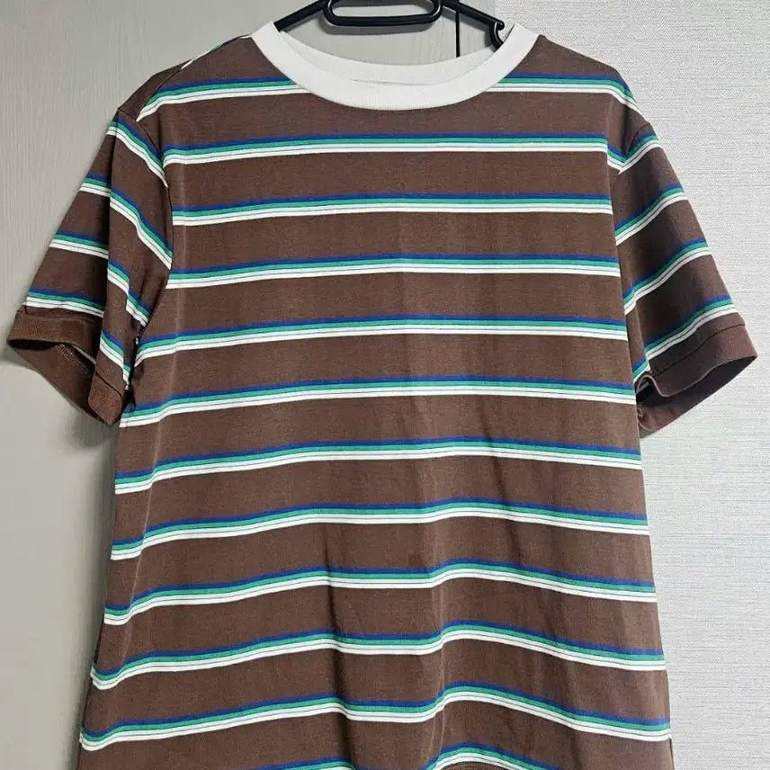 [BUNJANG] 8seconds Striped Short-Sleeve T-Shirt - Brown, Size M / 에잇세컨즈 스트라이프 반팔티 M