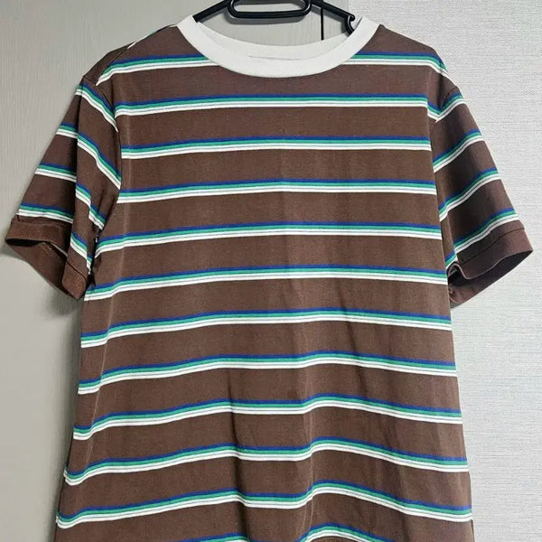 [BUNJANG] 8seconds Striped Short-Sleeve T-Shirt - Brown, Size M / 에잇세컨즈 스트라이프 반팔티 M
