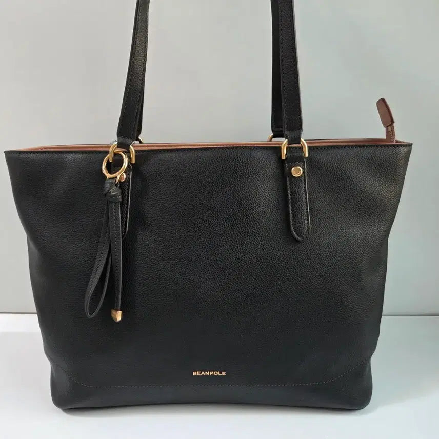 [BUNJANG] Beanpole Black Leather Tote Bag / 정품)빈폴 블랙 가죽 토트백