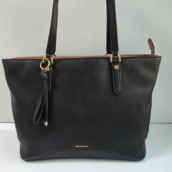 [BUNJANG] Beanpole Black Leather Tote Bag / 정품)빈폴 블랙 가죽 토트백