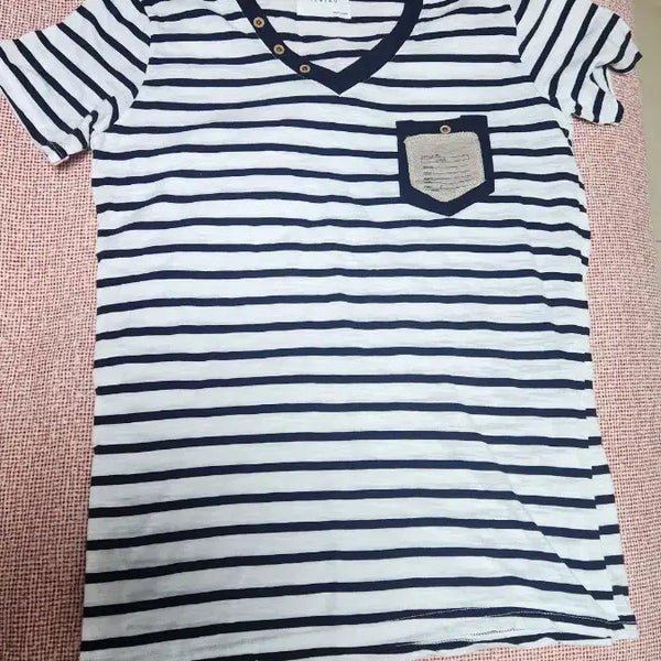 [BUNJANG] Newing Stripe Short Sleeve T-Shirt Navy/White / 뉴잉 스트라이프 반팔티 네이비/화이트새거 한벌만원