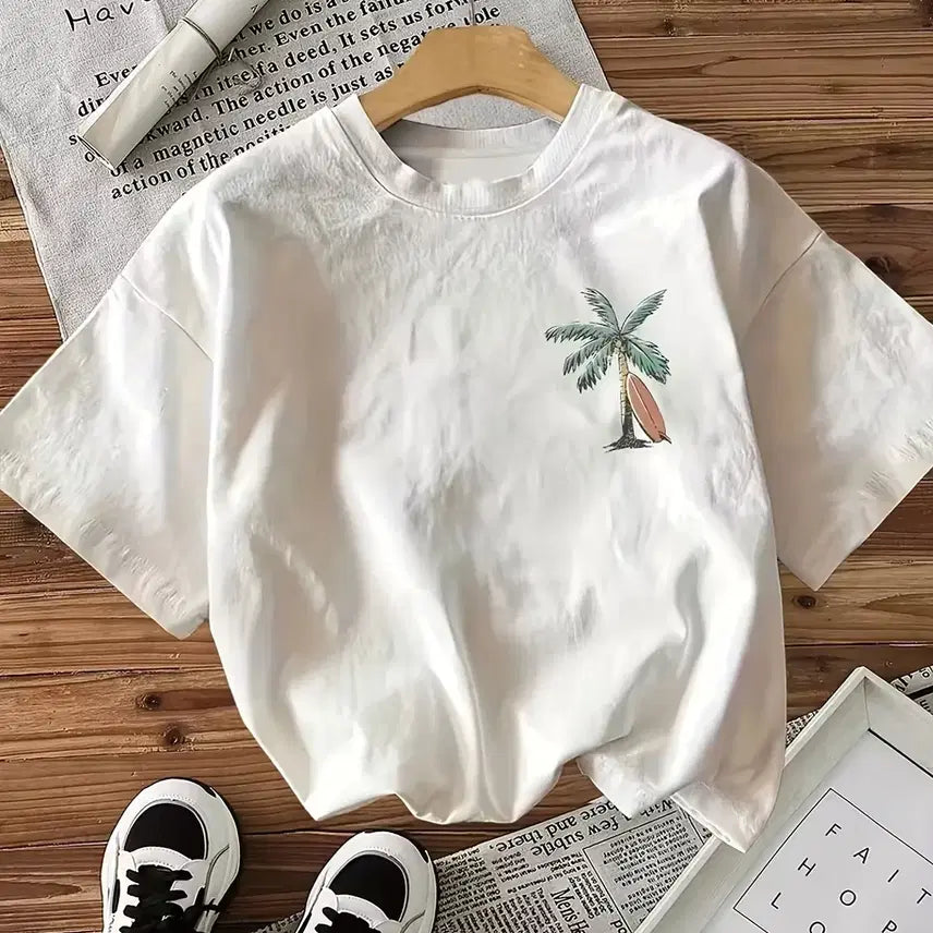 [BUNJANG] Unisex Palm Tree Cotton Short Sleeve T-Shirt / 남여공용 야자수 면 반팔티 (새제품)