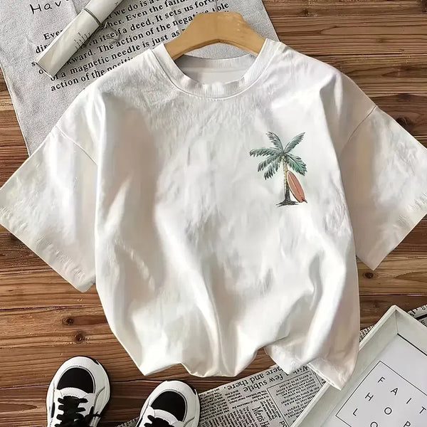 [BUNJANG] Unisex Palm Tree Cotton Short Sleeve T-Shirt / 남여공용 야자수 면 반팔티 (새제품)