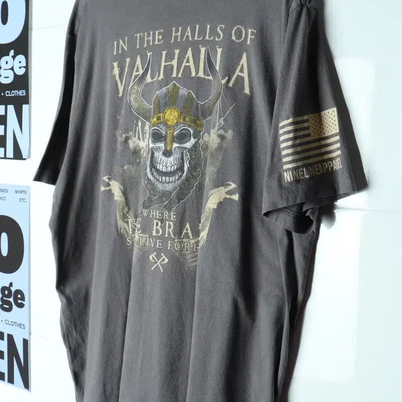[BUNJANG] 9Line Apparel Skull Graphic T-Shirt / (F) 나인라인 어패럴 반팔 티셔츠 USA 미군 해골 스컬-H36418