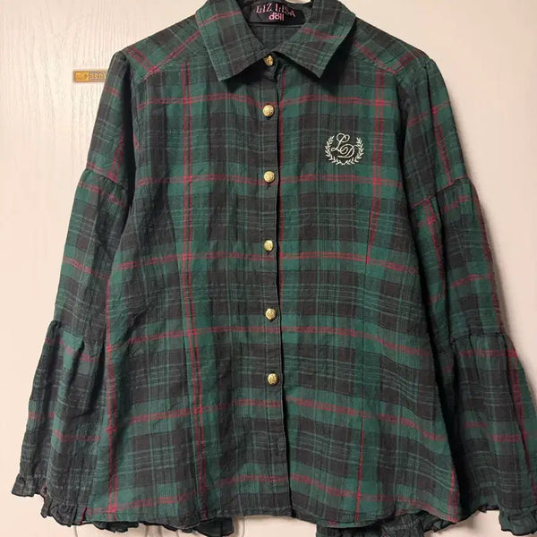 [BUNJANG] LIZLISA Doll Vintage Frill Sleeve Check Blouse / 리즈리사돌 빈티지 프릴소매 체크 블라우스