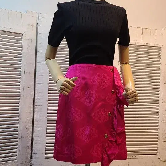 [BUNJANG] Sandro Pink Ruffle Mini Skirt / 산드로 핑크 러플 미니 스커트 (새상품)