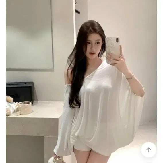 [BUNJANG] Ablley Fluid Matte Gaoriti Shirt White S / 에이블리 찰랑부들 꾸안꾸 가오리티