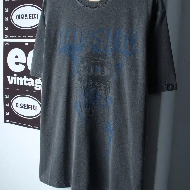 [BUNJANG] Super Sub Pigment Printing T-Shirt Charcoal / (S-L) 슈퍼서브 반팔 티셔츠 피그먼트 프린팅 차콜 스트릿-H36456