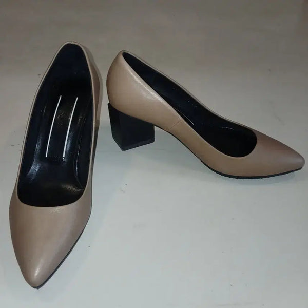 [BUNJANG] SJ SJ Square Heel Pumps Beige Leather 6.5cm / 에스제이에스제이 펌프스 230 베이지  6.5cm