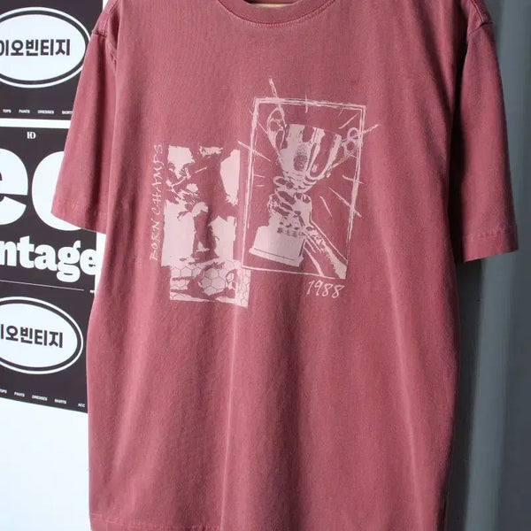 [BUNJANG] BONCHANCY Pigment T-Shirt Pink Old School / (S-M) 본챔스 반팔 티셔츠 피그먼트 핑크 올드스쿨-H36468