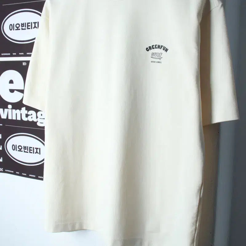 [BUNJANG] Project M Functional Half-Sleeve T-Shirt Ivory / (M-L) 프로젝트엠 반팔 티셔츠 기능성 아이보리 서핑-H36469