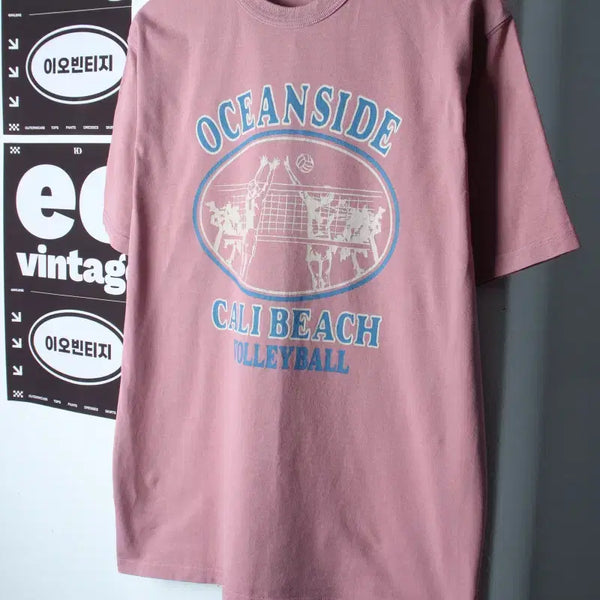 [BUNJANG] Outstanding Vintage Printing Volleyball T-Shirt / (S-L) 아웃스탠딩 반팔 티셔츠 빈티지프린팅 배구 핑크-H36473