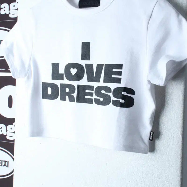 [BUNJANG] W(F) Yoo Hee Lettering Cropped T-Shirt White Street / W(F) 유희 반팔 티셔츠 레터링 크롭 화이트 스트릿-H36478