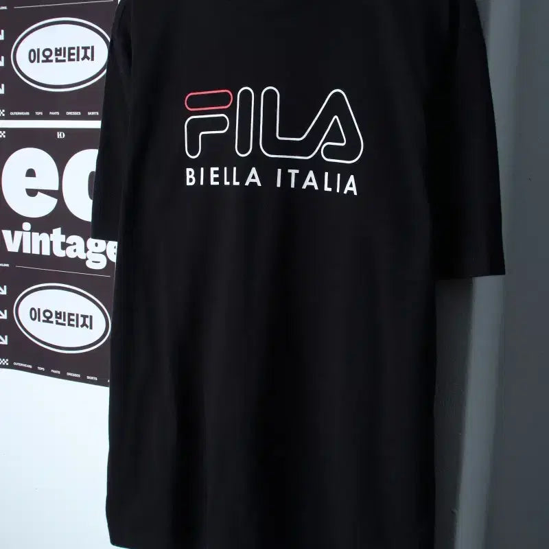 [BUNJANG] Fila Big Logo Short Sleeve T-Shirt Black Old School Cortis / (M-L) 휠라 반팔 티셔츠 빅로고 블랙 올드스쿨 코르티스-H36482