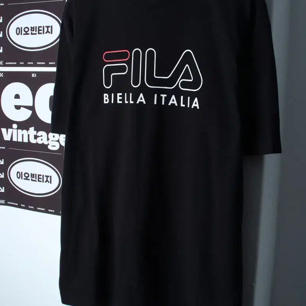 [BUNJANG] Fila Big Logo Short Sleeve T-Shirt Black Old School Cortis / (M-L) 휠라 반팔 티셔츠 빅로고 블랙 올드스쿨 코르티스-H36482